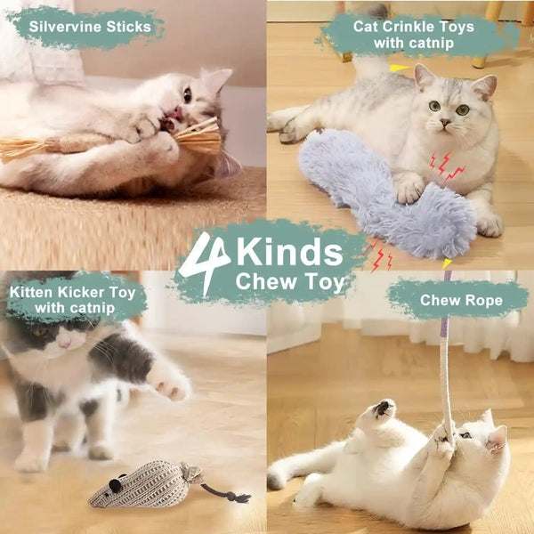 7-In-1 Kitten Toys for Indoor Cats with Washable Adhesive Suction Cup, Hanging Interactive Cat Toys, Silvervine Stick and Sisal Chew Rope Catnip Teething Toy for Bored Kitten3