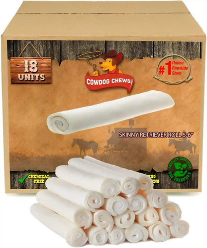 Cowdog Chews 5-6 Inches Rawhide Retriever Roll - Chewing Dog Treat, 100% Natural - Natural Grass Fed Livestock Sourced (50 Pack)9