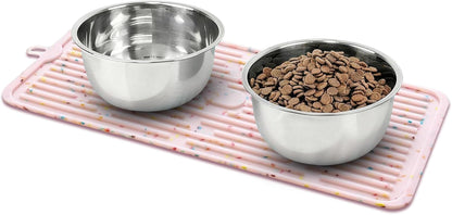 Ptlom Pet Placemat for Dog and Cat, Mat for Prevent Food and Water Overflow, Suitable for Medium and Small Pet, Grey, Silicone16