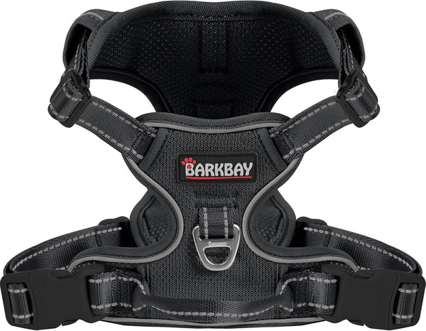 BARKBAY No Pull Pet Harness Dog Harness Adjustable Outdoor Pet Vest 3M Reflective Oxford Material Vest for PINK Dogs Easy Control for Small Medium Large Dogs (L)18