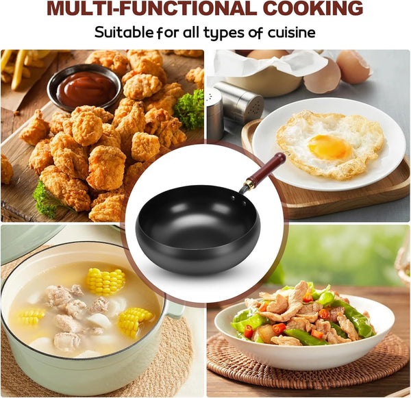 Suntuup Japanese Iron Pan, 28Cm/11In Cast Iron Wok (Glass Lid) | with Spatula, 2 Covers to Choose From, for Pots on Electric Stoves/Induction Cookers/Gas Stoves6