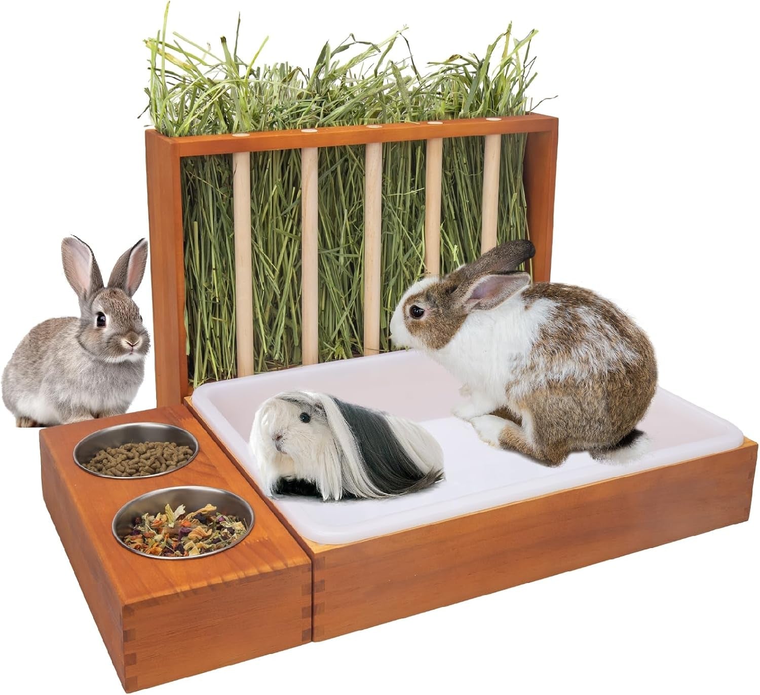 besnew-3-in-1-rabbit-hay-feeder-with-litter-box-wooden-hay-feeder-with-2-bowls-litter-box-for-guinea-pig-chinchilla-bunny-other-small-animals-large-capacity-preventing-waste
