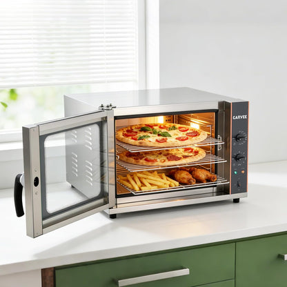 Commercial Convection Oven Countertop, 68L/60Qt, 1750W Toaster, 4-Tier Electric Oven W/Front Glass Door, Trays Wire Racks Clip Gloves, 120V7