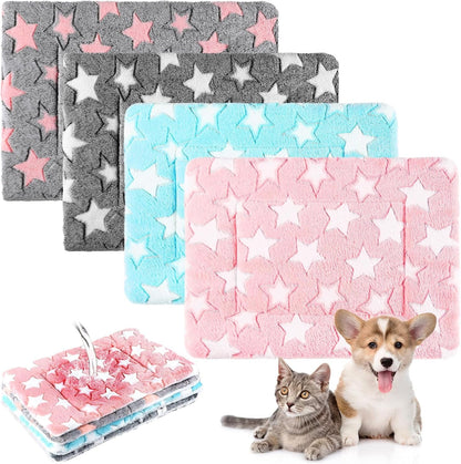 Haull 4 Pcs Waterproof Guinea Pig Bedding Soft Dog Cat Bed Crate Mat Small Animal Plush Cage Liners Rabbit Bunny Kennel Pad Reversible Cozy Pee Thickened Hamster Pad(Tie Dyed,13 X 10 Inch)18
