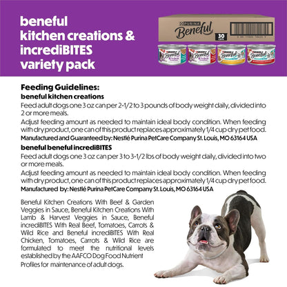 Beneful Purina Incredibites and Medleys Wet Dog Food Variety Pack Made with Real Beef, Chicken, and Lamb with Dog Gravy, 30 Pack - (Pack of 30) 3 Oz. Cans6