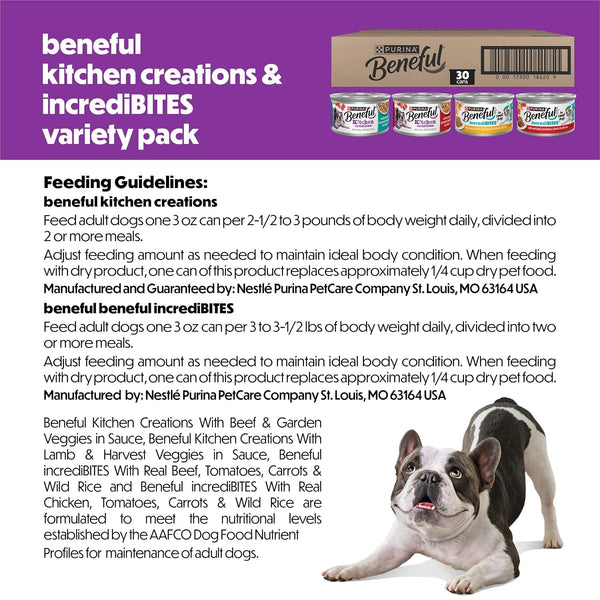 Beneful Purina Incredibites and Medleys Wet Dog Food Variety Pack Made with Real Beef, Chicken, and Lamb with Dog Gravy, 30 Pack - (Pack of 30) 3 Oz. Cans6