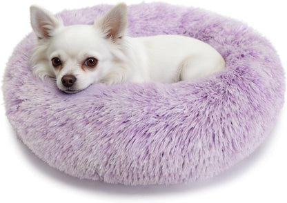 Small Calming Dogs Bed for Small Dogs Anti-Anxiety Machine Washable Fluffy Luxury Anti-Slip Waterproof Mute Base Warming Cozy Soft Pet Puppy round Bed33