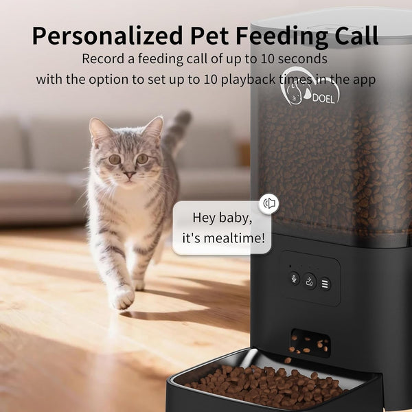 DOEL 2.4Ghz Wifi Automatic Cat Feeder and Water Fountain, 6L/24 Cups Timed Dry Food Dispenser for 2.5 Weeks, with APP Remote Control, Voice, for Small Medium Dog Puppy Kitten3