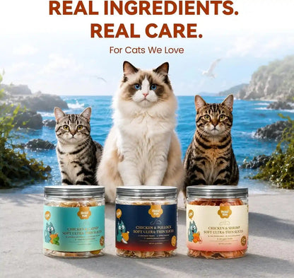 Soft Chicken & Shrimp Cat Treats Thin Slices Easy Chew 3.2 Oz | Thin Soft Slices for Kittens, Adults and Senior Cats; Easy-Chew Texture for Daily Rewarding6
