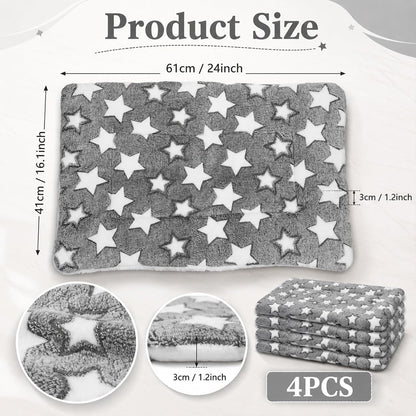 4 Pcs Dog Bed Mat, Comfortable Soft Pad for Pets Reversible Crate | Pads Dog Crate Bed Washable Cute Star Pet Beds for Cage Portable Soft Kennel Mat for Outdoor Sleeping Small Dogs Cat Sleeping2