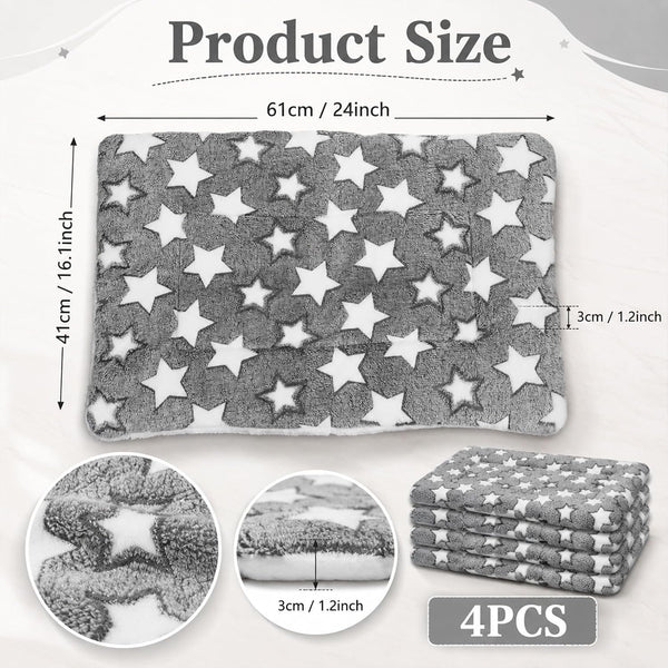 4 Pcs Dog Bed Mat, Comfortable Soft Pad for Pets Reversible Crate | Pads Dog Crate Bed Washable Cute Star Pet Beds for Cage Portable Soft Kennel Mat for Outdoor Sleeping Small Dogs Cat Sleeping2