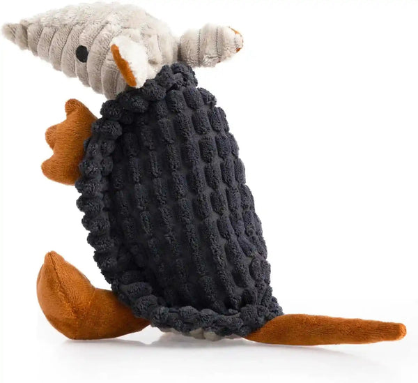 Hollypet Plush Dog Squeaky Toy Stuffed Armadillo Animal Pet Puppy Chew Toys with Clean Teeth for Small Medium Large All Breed Sizes Dogs, Gray, 8 In43