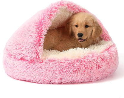 NOYAL round Hooded Donut Dog Bed for Small & Medium Pets - Plush Fluffy Anti-Anxiety Cat Cave Bed with Cover29