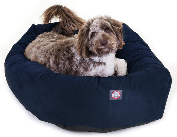 Majestic Pet 32 Inch Suede Calming Dog Bed Washable – Cozy Soft round Dog Bed with Spine Support for Dogs to Rest Their Head - Fluffy Donut Dog Bed 32X23X7 (Inch) - round Pet Bed Medium – Sage25