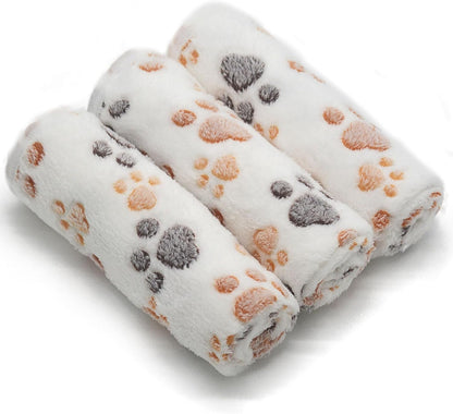 1 Pack 3 Puppy Blankets Super Soft Warm Sleep Mat Grey Cute Print Blanket Fluffy Fleece Pet Blanket Flannel Throw Dog Blankets for Small Dogs Puppy Dogs Fluffy Cats,Bone-Small(23"X15")13