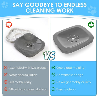 3L No Spill Dog Water Bowl with Slow Drinking Disk(Gray) | Clear Acrylic, Easy Water Check, Non-Slip Pads, Slobber Stopper Splash Proof Water Bowl for Sloppy Messy Drinkers Reduce Mess2