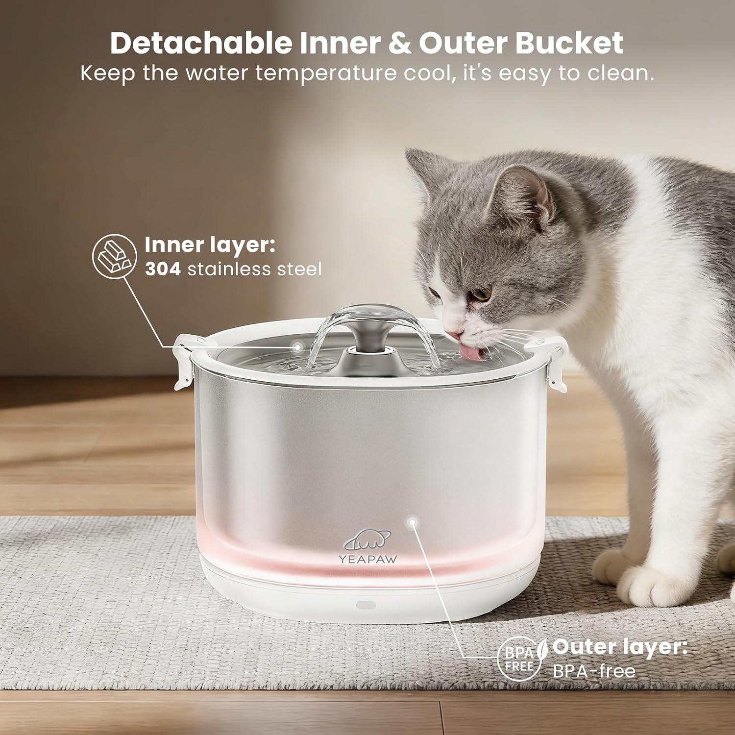 cat-water-fountain-pumpless-stainless-steel-buckets-bowl-wireless-pet-water-fountain-2-5l-water-fountains-for-cats-indoor-dispenser-easy-to-clean-bpa-free-white