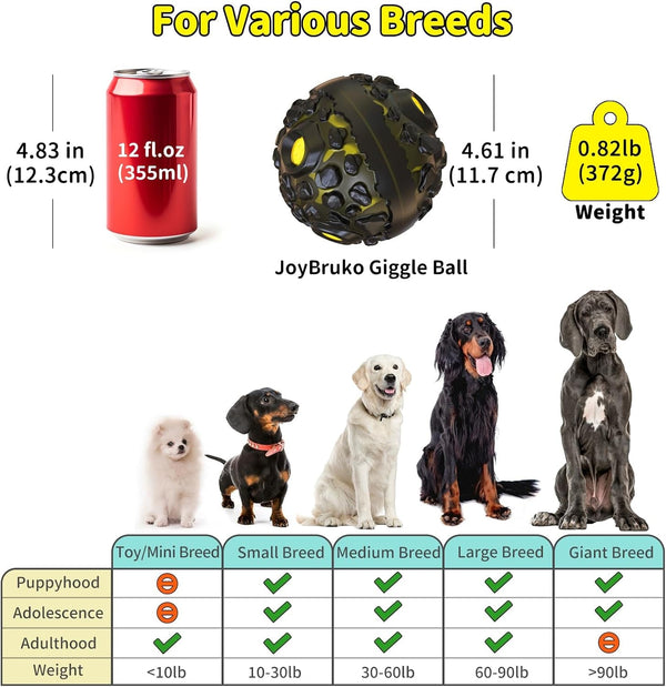 Dog Ball for Aggressive Chewers - Interactive Dog Toy Giggle Balls Fun Squeaky Sound to Keep Them Busy, Durable for Small Medium Large Breeds, Rubber Chew Toys, as Seen on TV, Yellow6