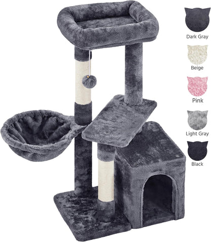 Yaheetech 34.5In Scratching Post, Cat Scratchers for Indoor Cats and Kittens, Multifunctional Activity Post W/Sisal Rope＆Dangling Ball＆Large Condo, Dark Gray9