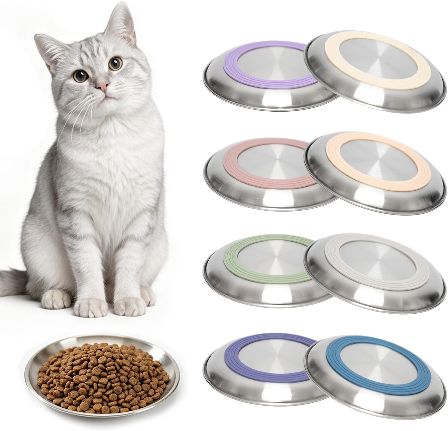 8-pack-stainless-steel-cat-food-bowls-cat-dishes-shallow-whisker-friendly-metal-dishes-with-non-slip-silicone-bottom-easy-to-clean-indoor-feeding-bowls-for-cats-kittens-small-dogs-6-7