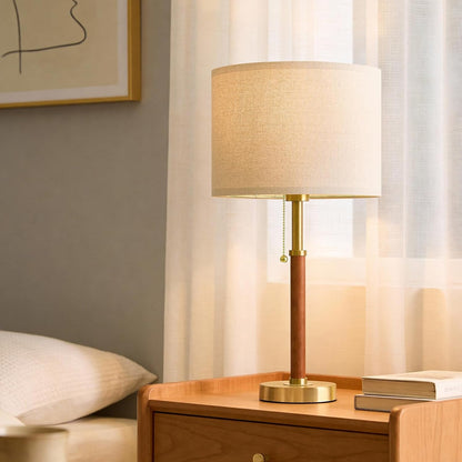 22" Wood Table Lamps Mid Century Modern Lamp for Bedroom Living Room | Bedside Lamps for Night Stands Nightstand Lamp with Pull Chain Gold Small Side End Table Lamps Set of 2 Vintage Deco Gifts6