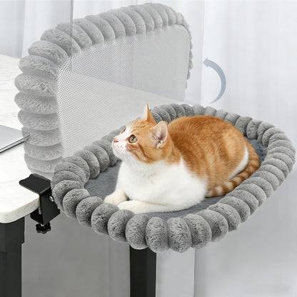 IPOW X-Large Cat Bed Heavy Duty Steel Frame Supports up to 40Lbs Cat Desk Bed & Perch Space-Saving 90°Foldable with Soft Ultra-Plush Faux Fur for Small Medium Large Cats1