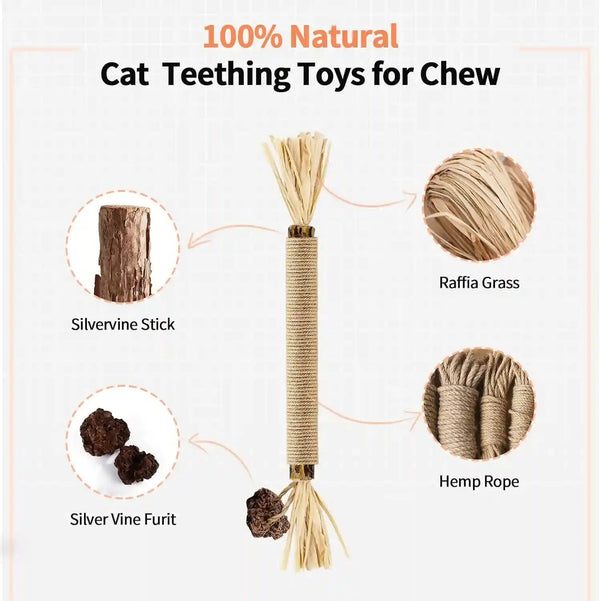 3 Pack Silvervine Sticks Cat Toys, 100% Natural Kitten Teething Chew Toys, Catnip Toys for Kittens & Cats, Cat Approved Gift, Protects Furniture2