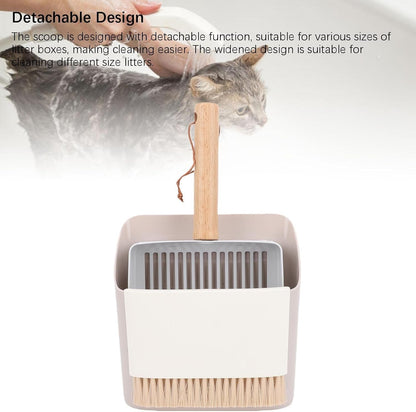 Haofy Cat Litter Scoop Set,Wooden Handle Kitty Litter Scooper with Cleaning Brush and Dustpan for Home Gardening Beach4
