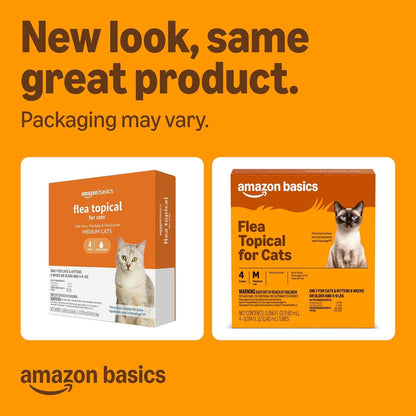 Amazon Basics Topical Flea Treatment for Medium Cats (5-9 Pounds), 4 Count, Packaging May Vary2