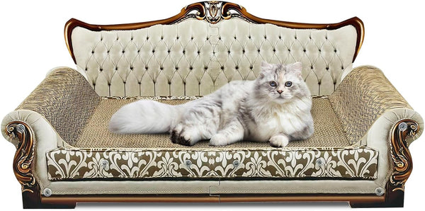 Luxury Cardboard Cat Scratcher Sofa Bed, Couch Shaped Scratching Board, Scratch Lounge with Catnip, Scratcher for Indoor Cats Large Grey1