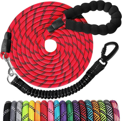 Long Dog Leash 15 FT: Heavy Duty Rope Leashes for Dogs Training with Swivel Lockable Hook Reflective Threads Bungee and Padded Handle - Dog Lead for Large Small Medium Dogs outside Walking Hiking23