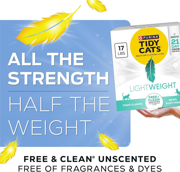 Purina Tidy Cats Lightweight Free and Clean Unscented, Multi-Cat, Clumping, 99.9 Percent Dust Free Cat Litter - 17 Lb. Box4