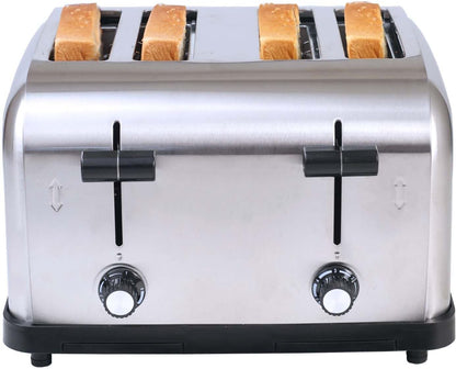 1800W Commercial Grade Toaster 4 Slice Wide Slot Industrial Toasters Stainless Steel for Restaurant 120 Volt1