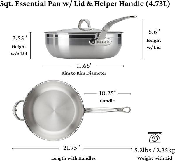 Hestan Probond Forged - Professional Clad Stainless Steel All-In-One Pan, 5 Quart, with Helper Handle, Induction Compatible9