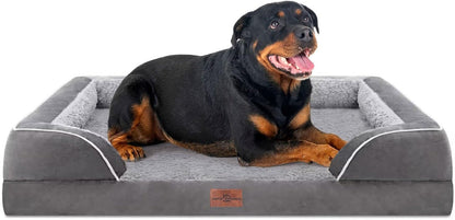 Comfort Expression Orthopedic Dog Bed for Extra Large Dogs with Bolster | Waterproof Dog Couch Bed with Washable Cover & Non-Slip Bottom, Supportive Egg Crate Foam XL Pet Bed, 42X30 Inch188