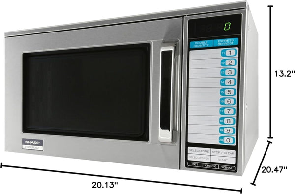 R25JTF Commercial Microwave Oven, 2100W, Heavy-Duty, 0.70 Cu. Ft. Stainless Steel, 20 Program Inputs, 3-Stage Cooking, Selectapower™, Express Defrost™, Digital Display2