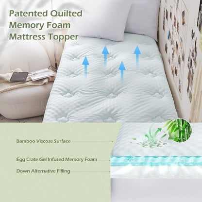 Twin XL Mattress Topper College Dorm Memory Foam Soft Mattress Pad | Twin XL Mattress Topper Viscose Derived from Bamboo, Twin XL Bed Mattress Pad Cover for Back Pain Relief, 39" X 80", White2