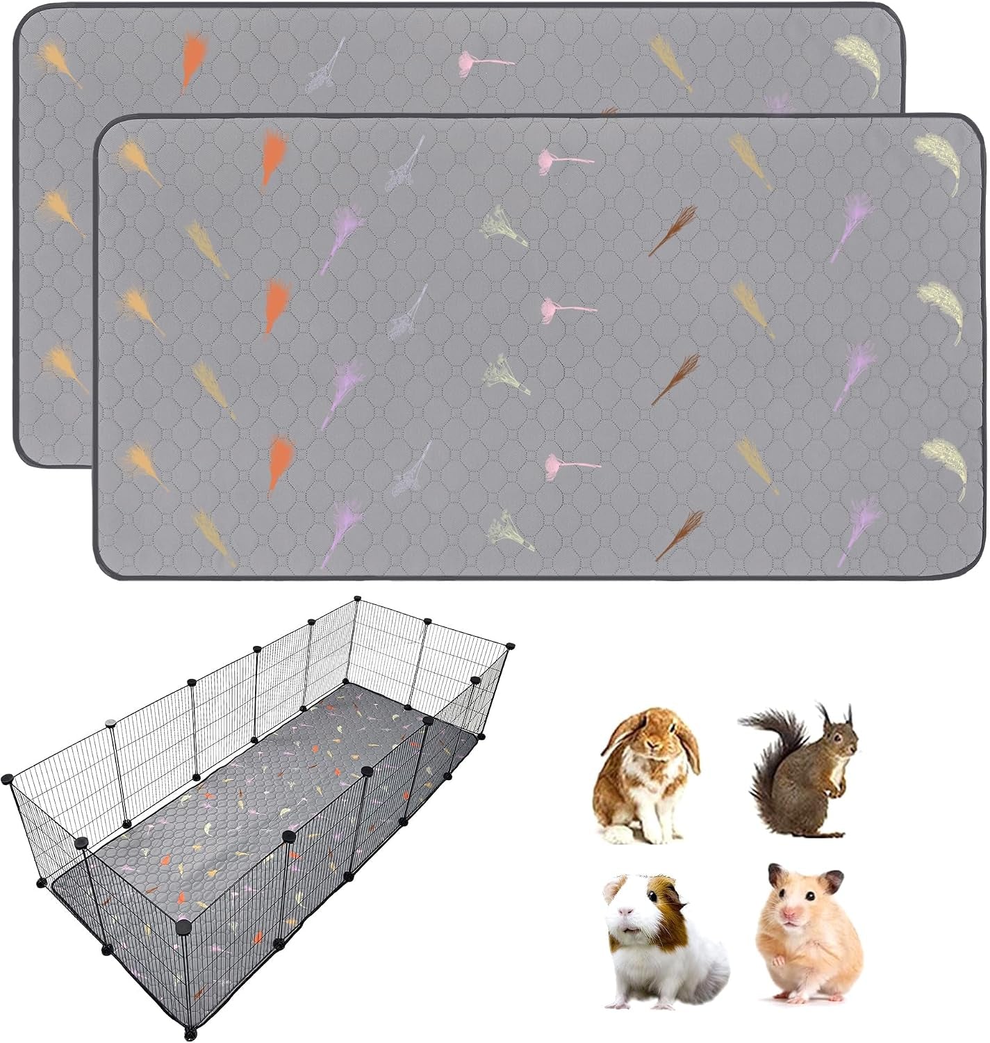 2pcs-guinea-pig-cage-liners-guinea-pig-fleece-cage-liners24x48-super-absorbent-washable-pee-pads-reusable-for-rabbit-hamster-chinchilla