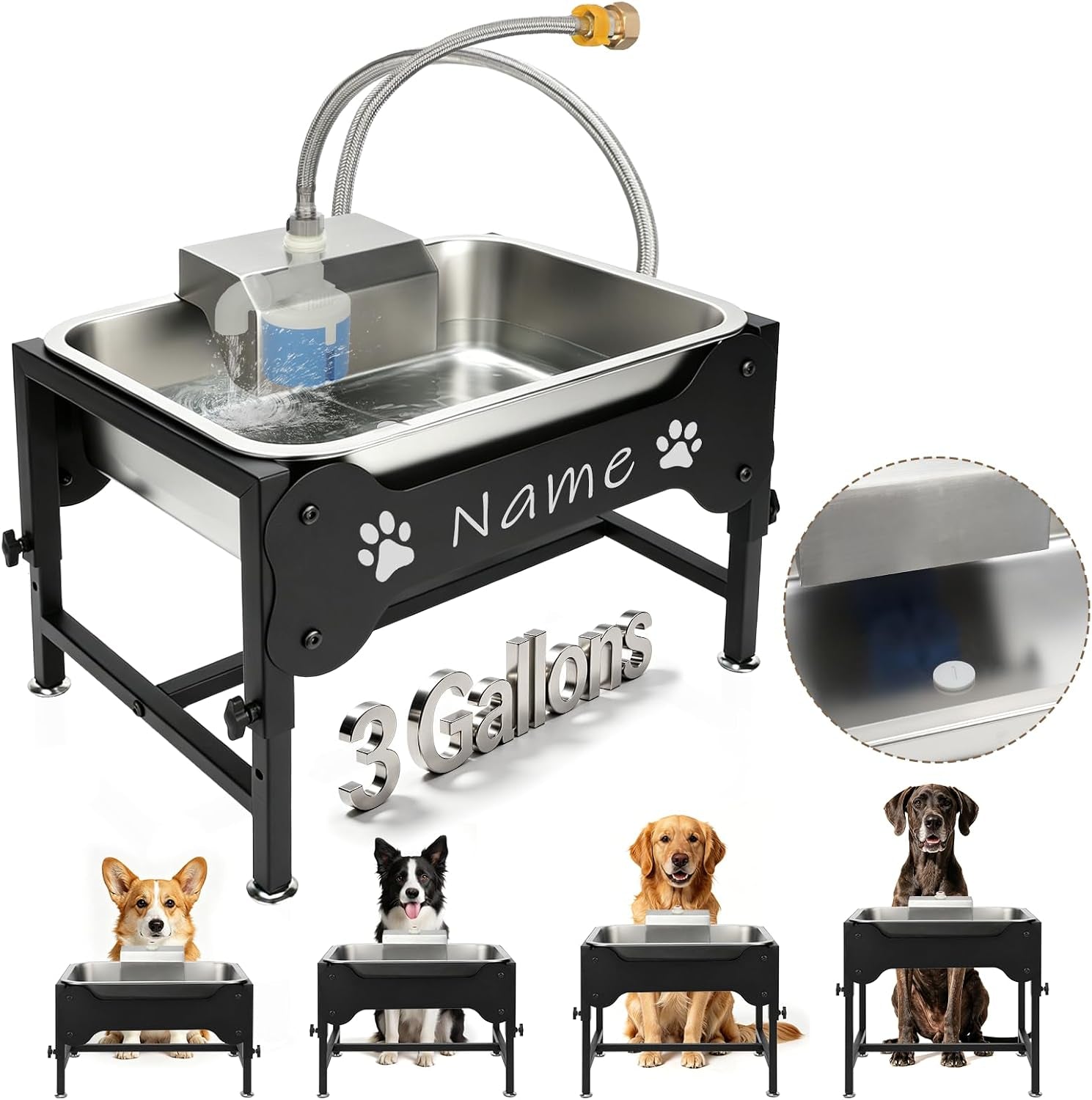 yuepet-dog-water-bowl-dispenser-automatic-3-gallon-elevated-dog-bowl-auto-fill-float-valve-4-adjustable-heights-3-gallon-capacity-stainless-steel-bowl-outdoor-use-dogs-sheep-and-goats