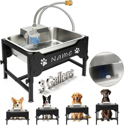 YUEPET Dog Water Bowl Dispenser, Automatic 3 Gallon Elevated Dog Bowl | Auto-Fill Float Valve, 4 Adjustable Heights, 3 Gallon Capacity, Stainless Steel Bowl, Outdoor Use, Dogs, Sheep and Goats1