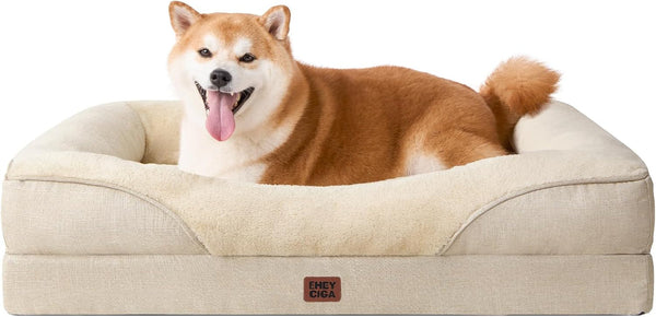EHEYCIGA Orthopedic XL Dog Bed for Large Sized Dog, 42X30 Inch Extra Large Memory Foam Dog Couch Bed with Sides, Waterproof Liner & Washable Removable Cover, Bolster Pet Sofa, Grey41