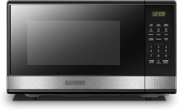 BLACK+DECKER Microwave Oven Countertop, 1.1 Cu.Ft, 1000W, Stainless Steel | Push-Button Door, Child Safety Lock, 6 Auto Cook Presets, 10 Power Levels1