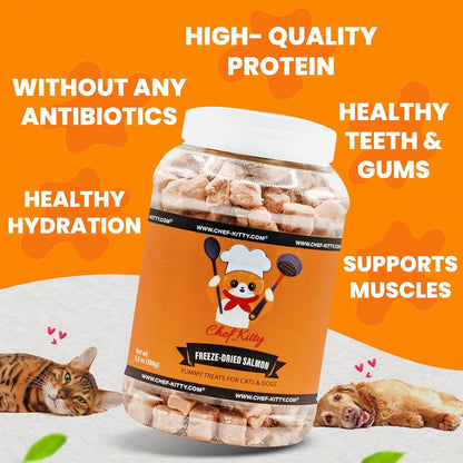 Freeze-Dried Salmon Treats for Cats & Dogs – 100% Wild Caught, Single Ingredient, High-Protein, Healthy Snack – No Additives or Preservatives – 2.7 Oz - Inspected & Tested in USA3