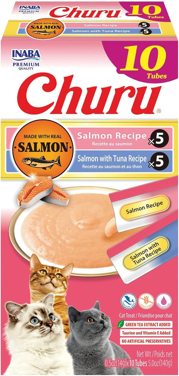 INABA Churu Cat Treats, Lickable, Squeezable Creamy Purée Cat Treat with Green Tea Extract & Taurine, 0.5 Ounces Each Tube, 20 Tubes, Tuna Variety17