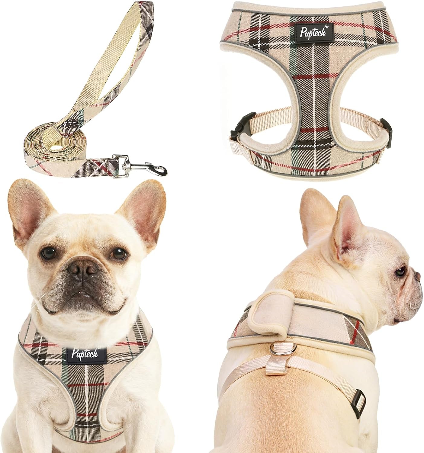 pupteck-soft-mesh-dog-harness-small-sized-and-leash-set-pet-puppy-cat-comfort-padded-vest-no-pull-harnesses-beige-s