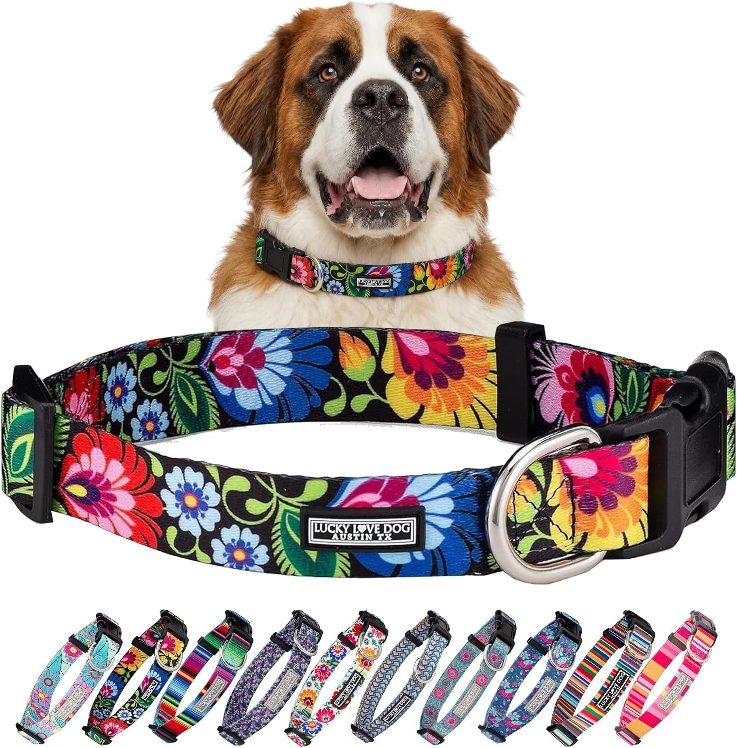 lucky-love-dog-easy-click-buckle-dog-collar-with-leash-set-combo-durable-comfortable-for-male-female-dogs-pet-collar-for-medium-dogs-secure-fit-blackbird-combo-medium