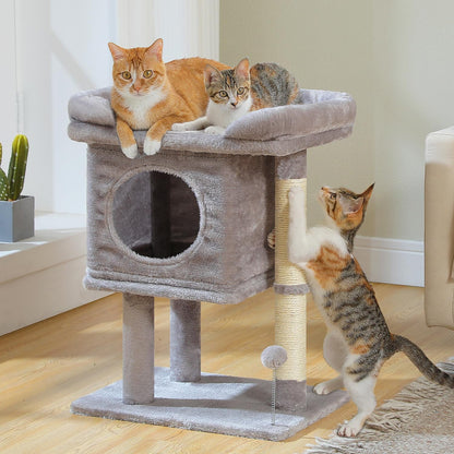 PAWZ Road Cat Scratching Post with Bed, Small Cat Tower with Pad & Ball | 19” Cat Stand with Padded Removable Bed, Full Sisal Scratching Post & Scratcher Pad Dual Play Ball for Kittens & Indoor Cats8