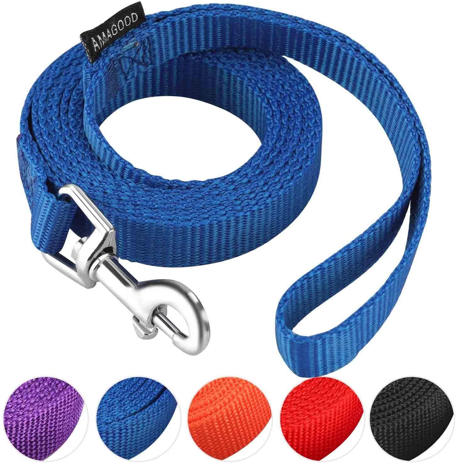 amagood-6-ft-puppy-leash-strong-traditional-style-with-easy-to-use-collar-hook-great-for-small-medium-and-large-dogs-5-8in-x-6-ft-purple