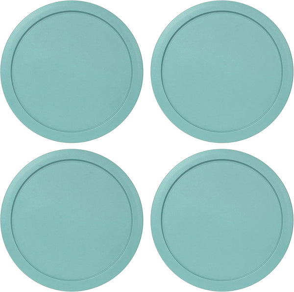 Replacement Lids Fits Pyrex 2-Cup Glass Food Storage Container Bowls, 5-Inch Plastic round Lids Covers for Pyrex 7200-PC, Airtight & Leakproof (4-Pack, Turquoise)1