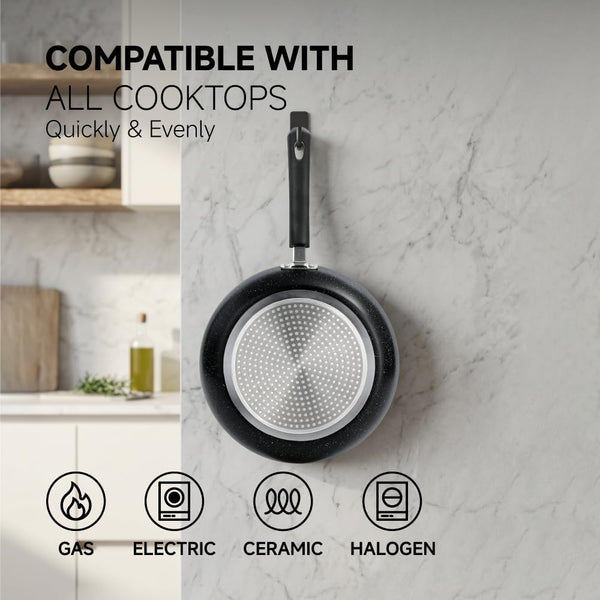 Frying Pan 3-Piece Set, Nonstick Skillet Set for Induction Cooktop, Frying Pan Nonstick 8 Inch+9.5 Inch +11 Inch (Black)5